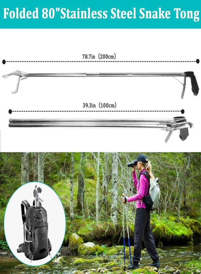 GHYKL Snake Grabber Tool, 78 Inch Heavy Duty Snake Tongs, Stainless Steel Reptile Catcher Grabber with Anti-Slip Grip, Wide Jaw Multi-Function Handling Tool with Lock, Gloves - Image 2